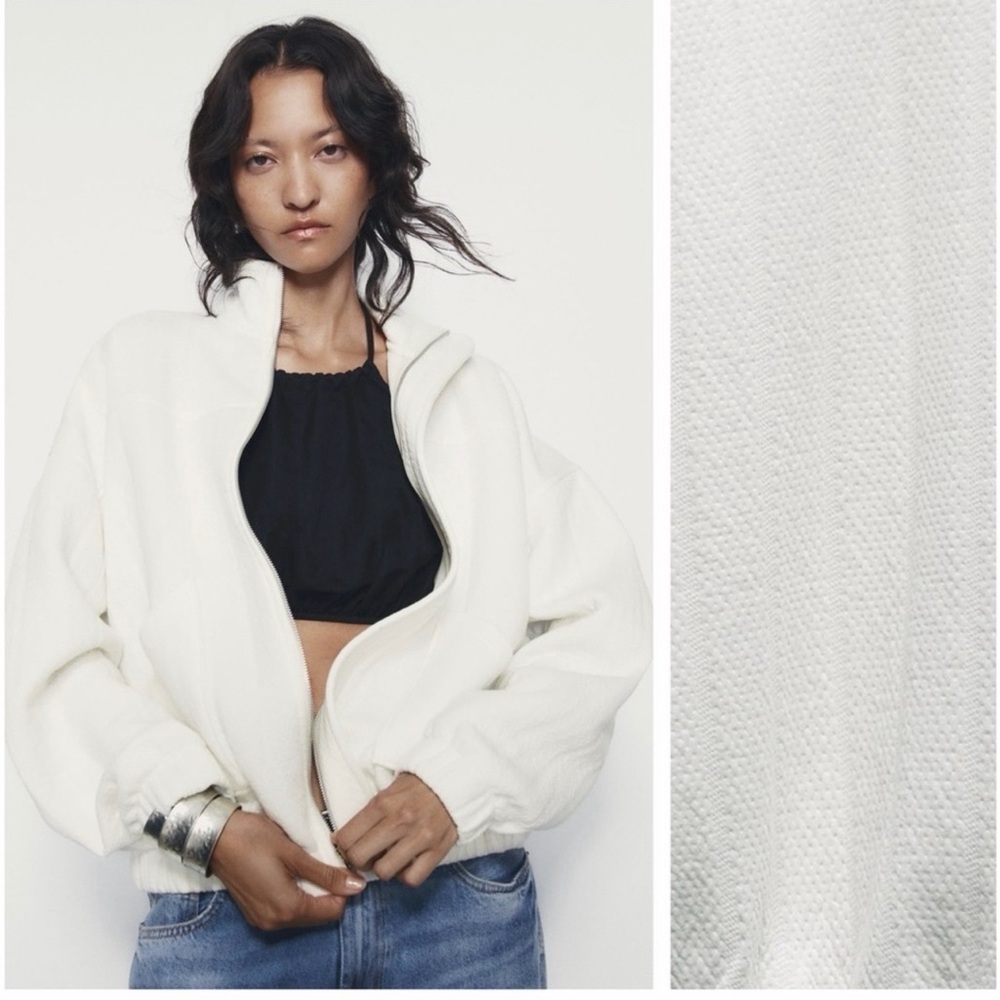 Zara OVERSIZED TEXTURED BOMBER